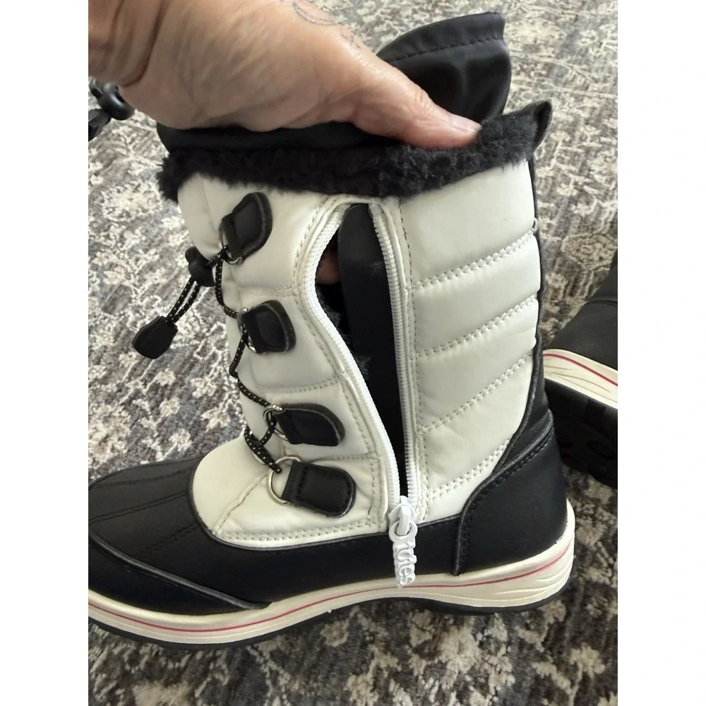 Girls Totes Makenzie White Winter Pull On Zipper Snow Boots Girls US 4M